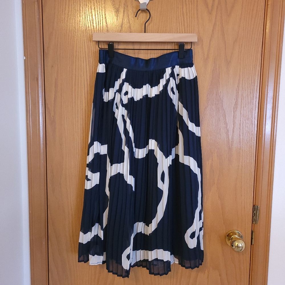 Anthropologie Selected Femme Abstract Pleated Midi Skirt